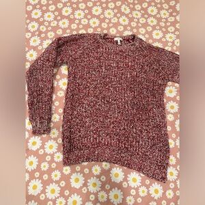 Stretchy multi color red Winter Joie crew neck sweater